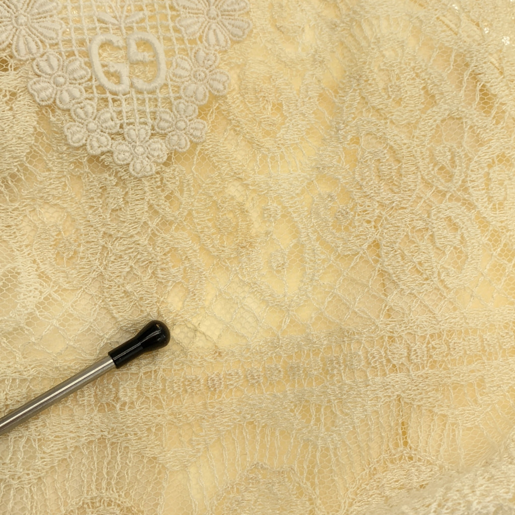 GUCCI | 刺繡蕾絲抽繩Logo後拉鍊洋裝 / 有襯裡 |