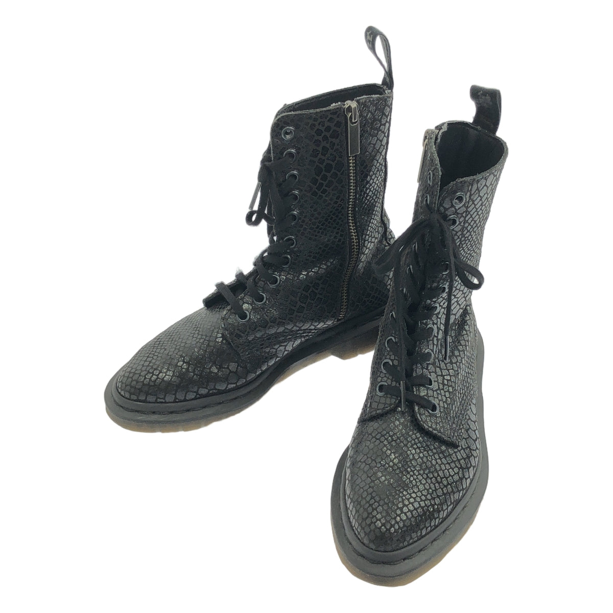 Dr.Martens / 馬丁博士 | ALIX Python 圖案側拉鍊靴 | UK3 |黑色 |女性的