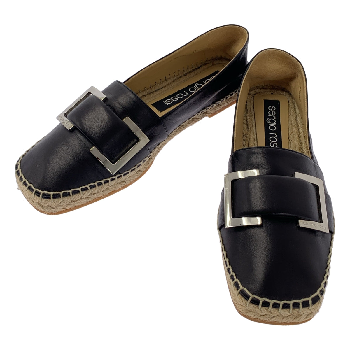 Sergio Rossi | 皮革扣環帆布便鞋 | 37碼 | 女款