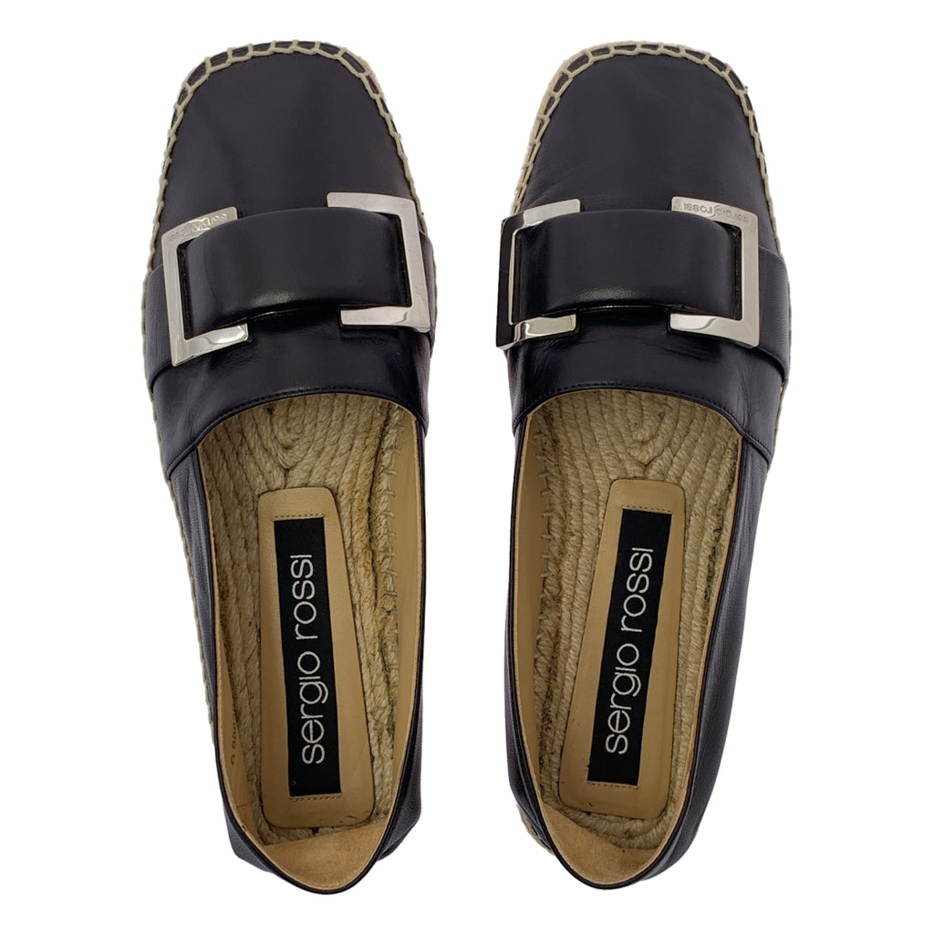 Sergio Rossi | 皮革扣環帆布便鞋 | 37碼 | 女款