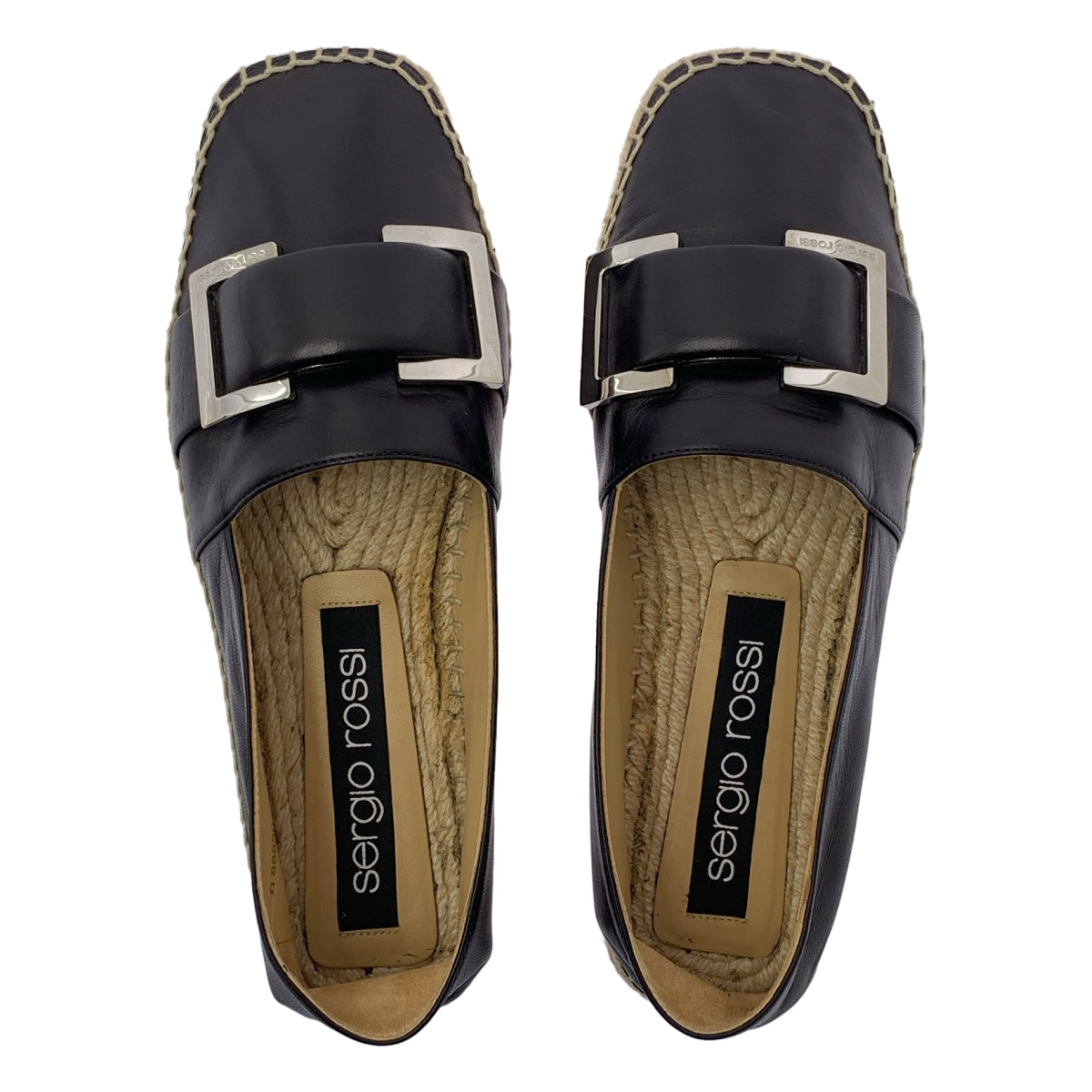 Sergio Rossi | 皮革扣環帆布便鞋 | 37碼 | 女款