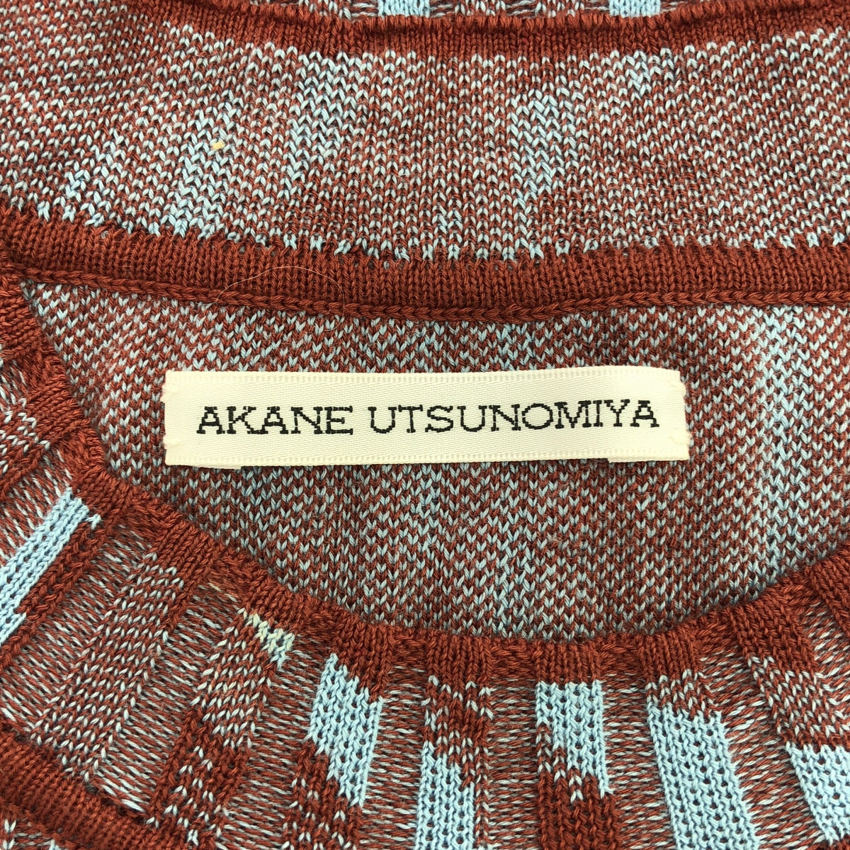 AKANE UTSUNOMIYA | Half sleeve rib knit | F | Blue x Red | Women's