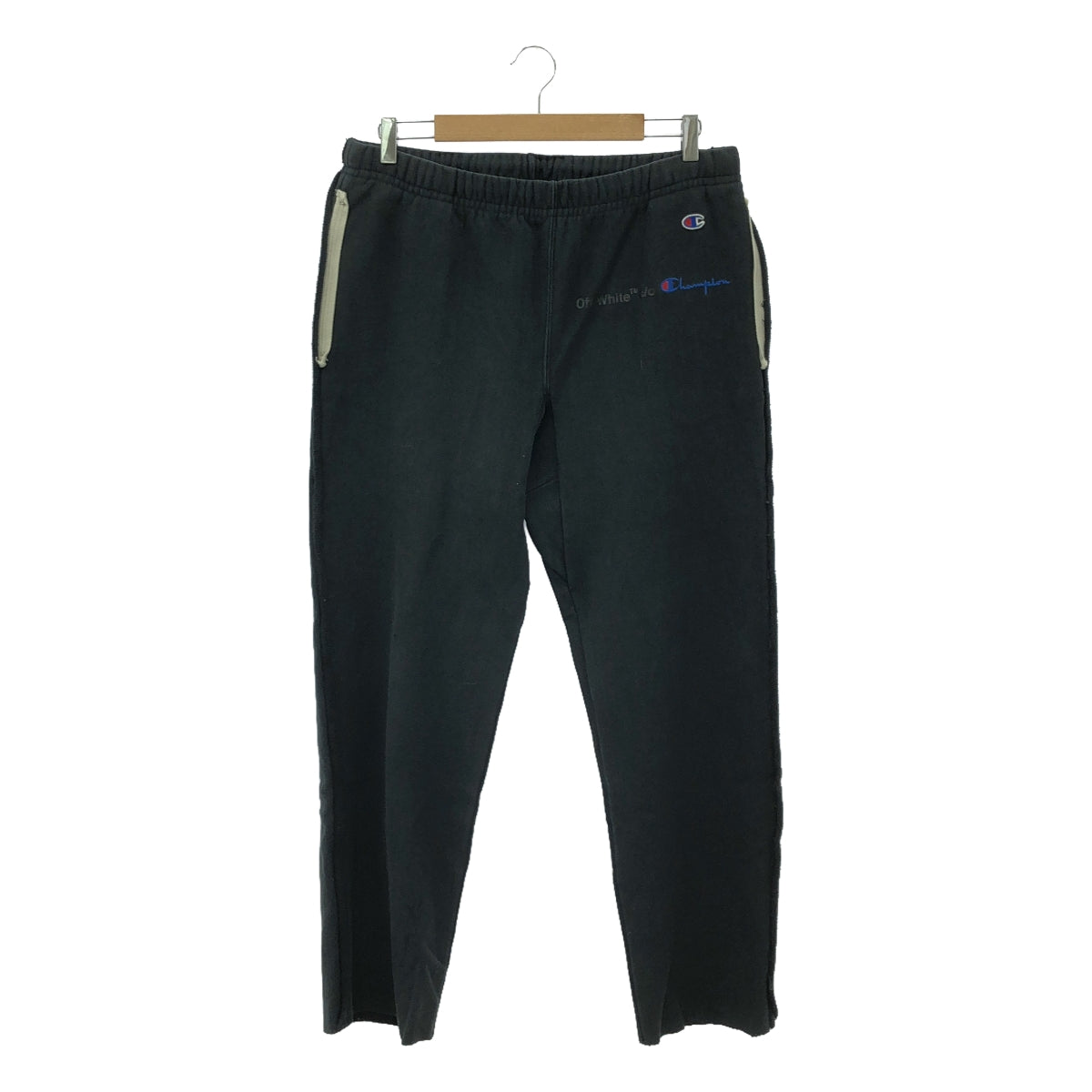 Off-White / オフホワイト | × Champion / チャンピオン ダメージ加工 ドローストリング ロゴ スウェット パンツ | M | チャコールブラック | メンズ