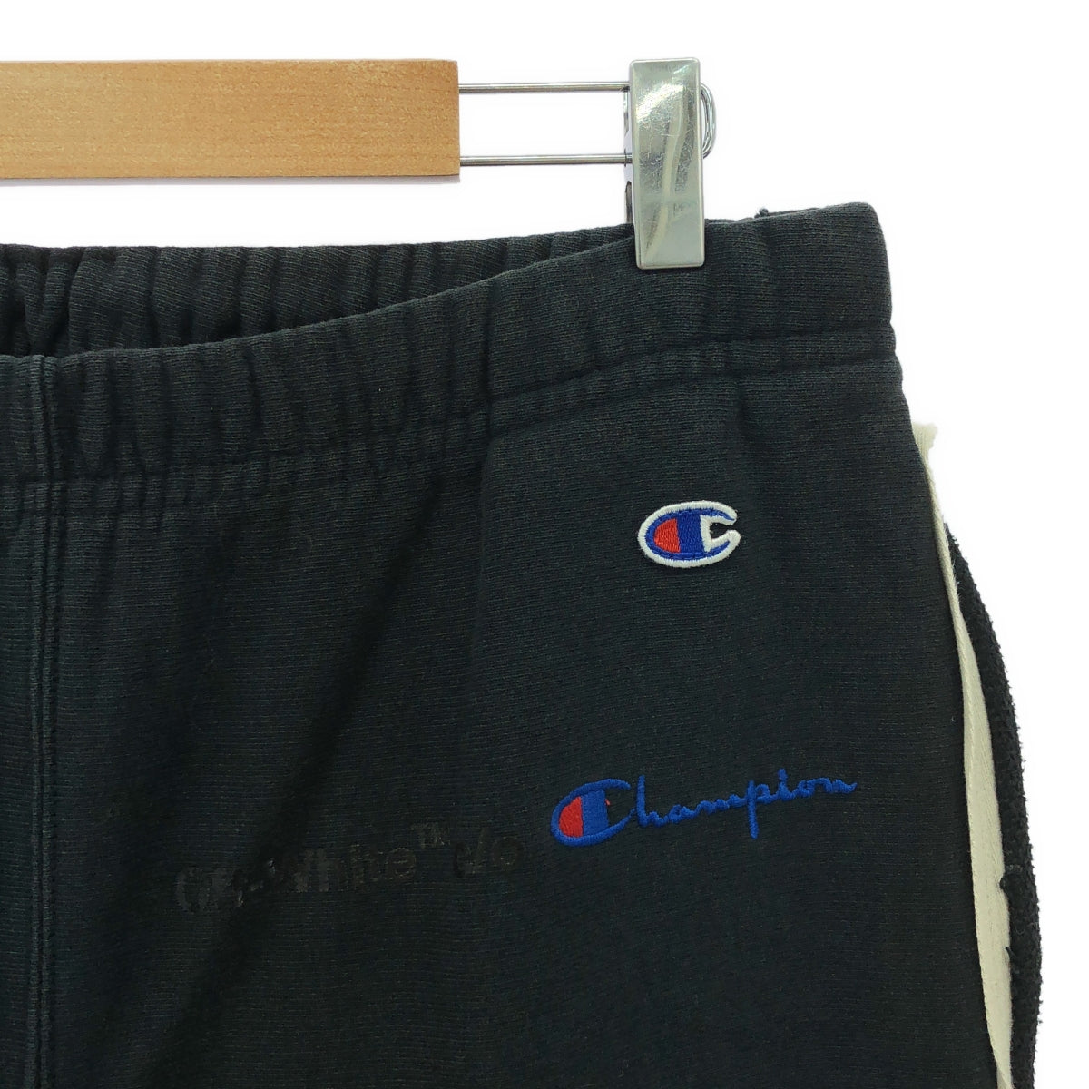 Off-White / オフホワイト | × Champion / チャンピオン ダメージ加工 ドローストリング ロゴ スウェット パンツ | M | チャコールブラック | メンズ