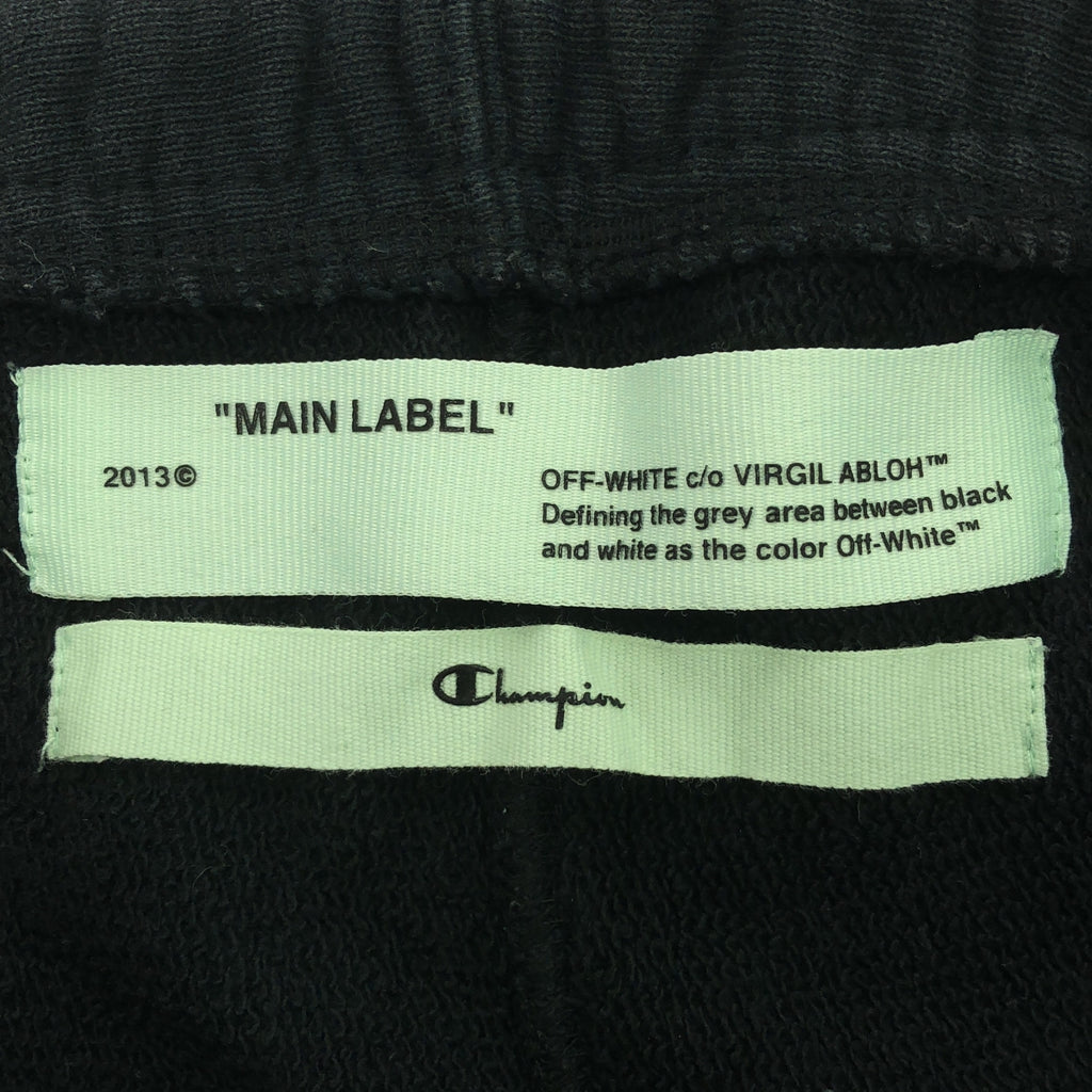 Off-White / オフホワイト | × Champion / チャンピオン ダメージ加工 ドローストリング ロゴ スウェット パンツ | M | チャコールブラック | メンズ