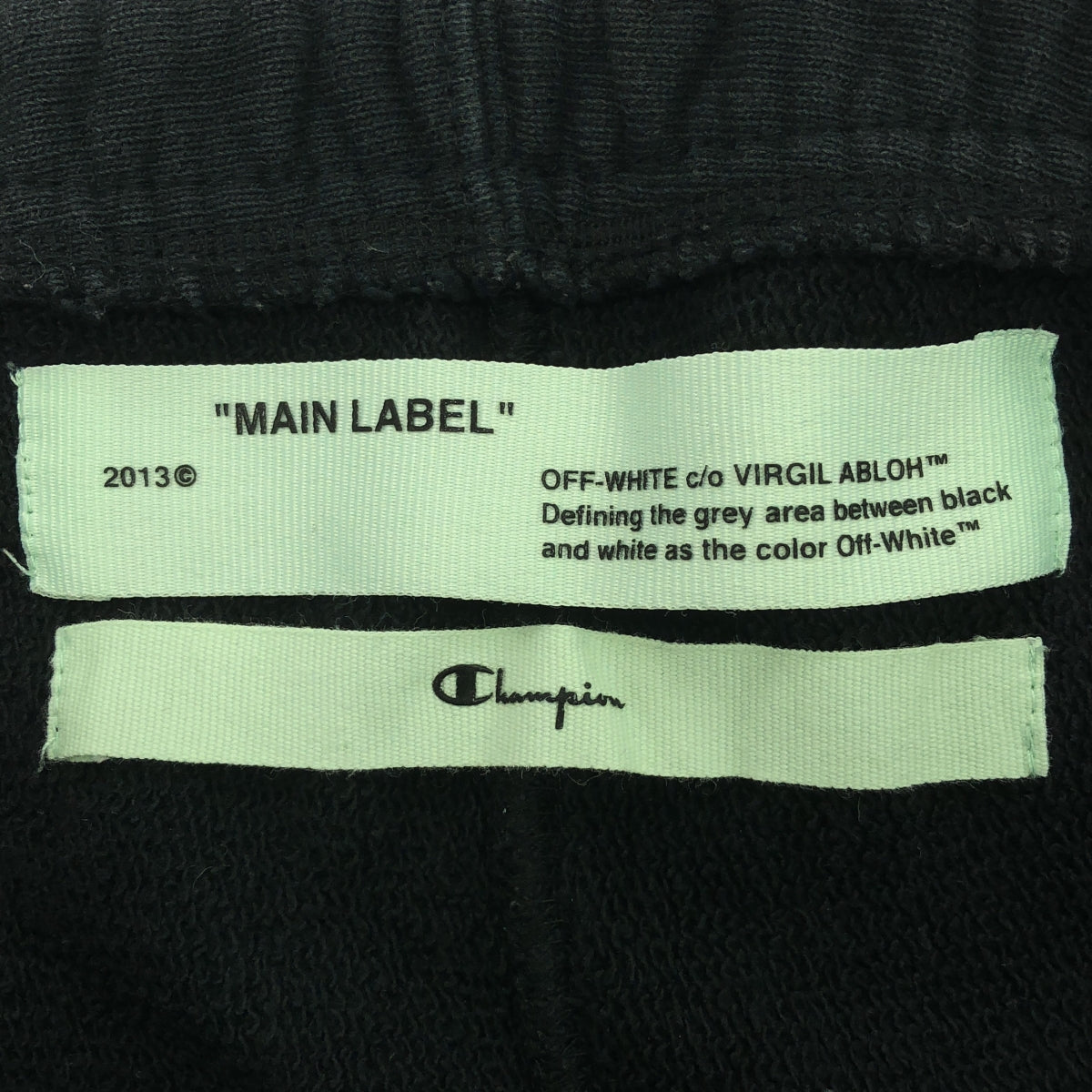 Off-White / オフホワイト | × Champion / チャンピオン ダメージ加工 ドローストリング ロゴ スウェット パンツ | M | チャコールブラック | メンズ