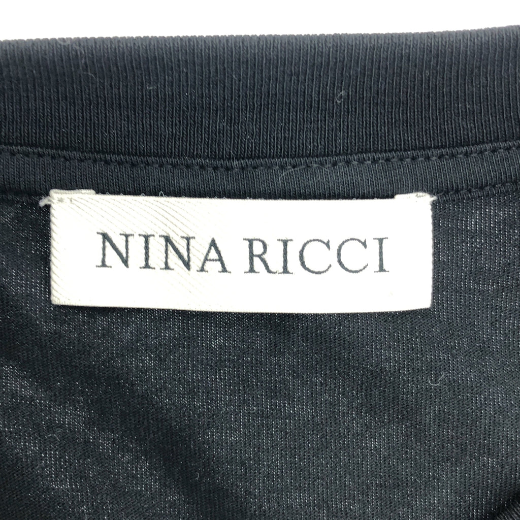 【미품】 NINA RICCI / 니나리치 | POLKA DOT PS TEE 메쉬 퍼프 슬리브 컷소우 | S | 블랙 | 여성