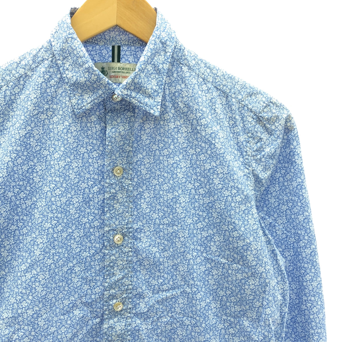 LUIGI BORRELLI | Cotton floral all-over shirt | S | Blue | Men's