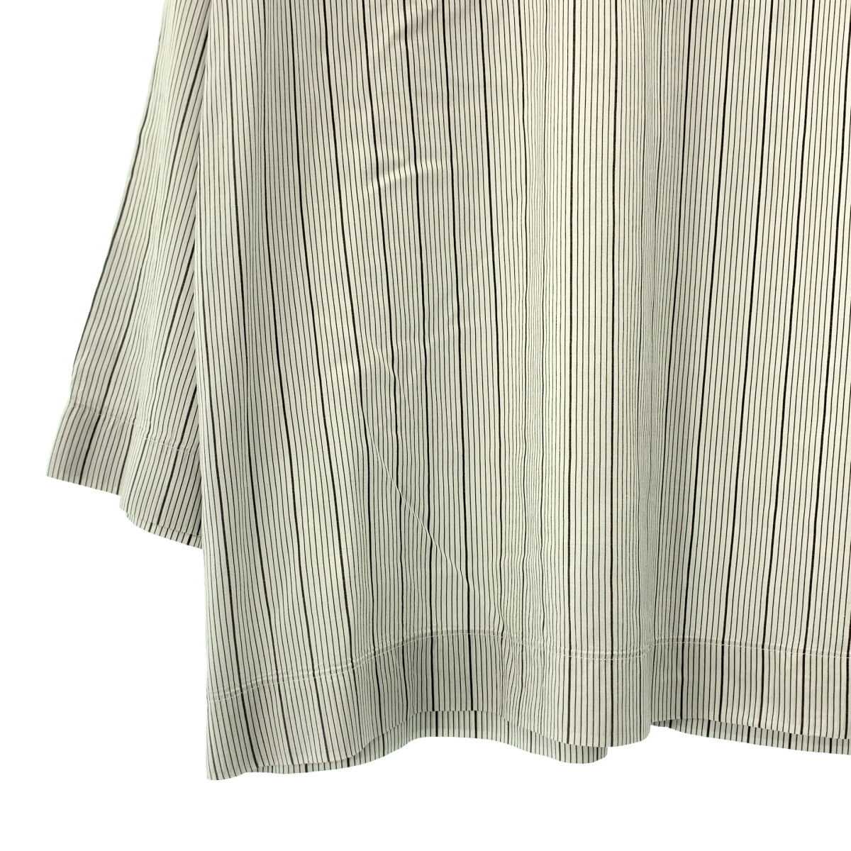 LOEFF / ロエフ | silk 100％ / シルク ストライプ バックジップ ロング シャツ ブラウス | 0 | ホワイト/ブラック | レディース