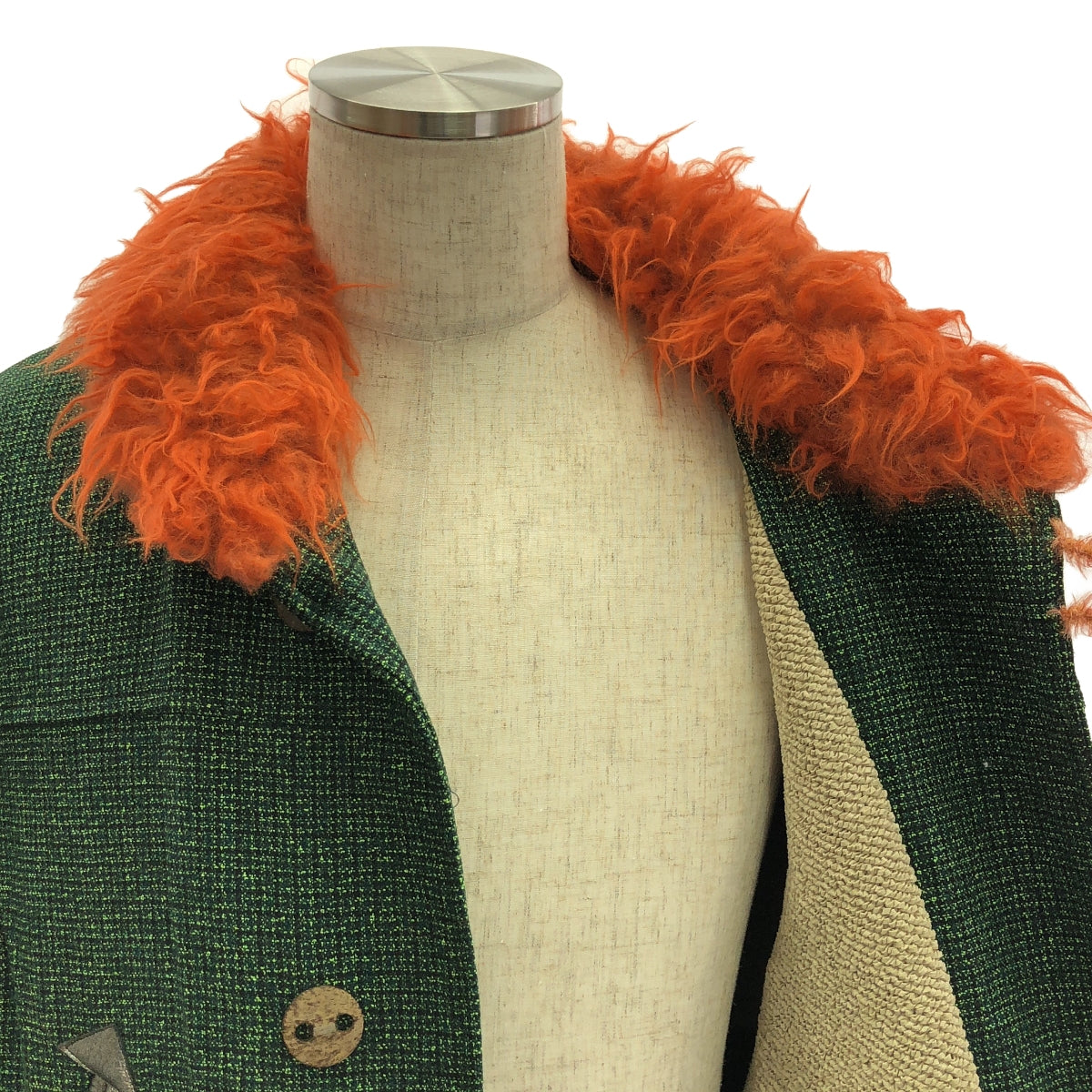 CLASS / Class | 2022AW | CCCA17UNIB / Fur-trimmed double-breasted overcoat | 2 | green/orange | Men's