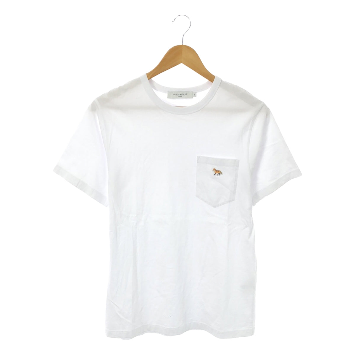 MAISON KITSUNE / メゾンキツネ | フォックスワッペン クルーネックポケットTシャツ | XS |