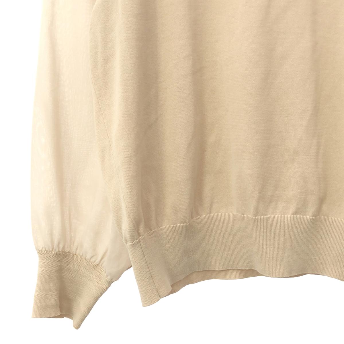 HYKE | 2023SS | CREW NECK SWEATER WITH SHEER SLEEVES Sheer Sleeve Cotton Crew Neck Knit | 1 | Beige | Women's