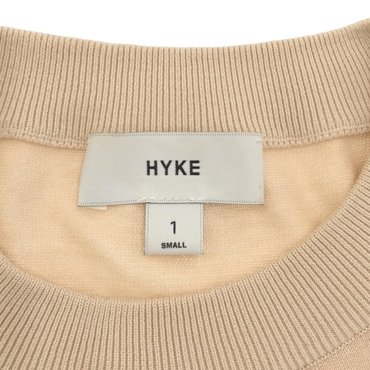 HYKE | 2023SS | CREW NECK SWEATER WITH SHEER SLEEVES Sheer Sleeve Cotton Crew Neck Knit | 1 | Beige | Women's