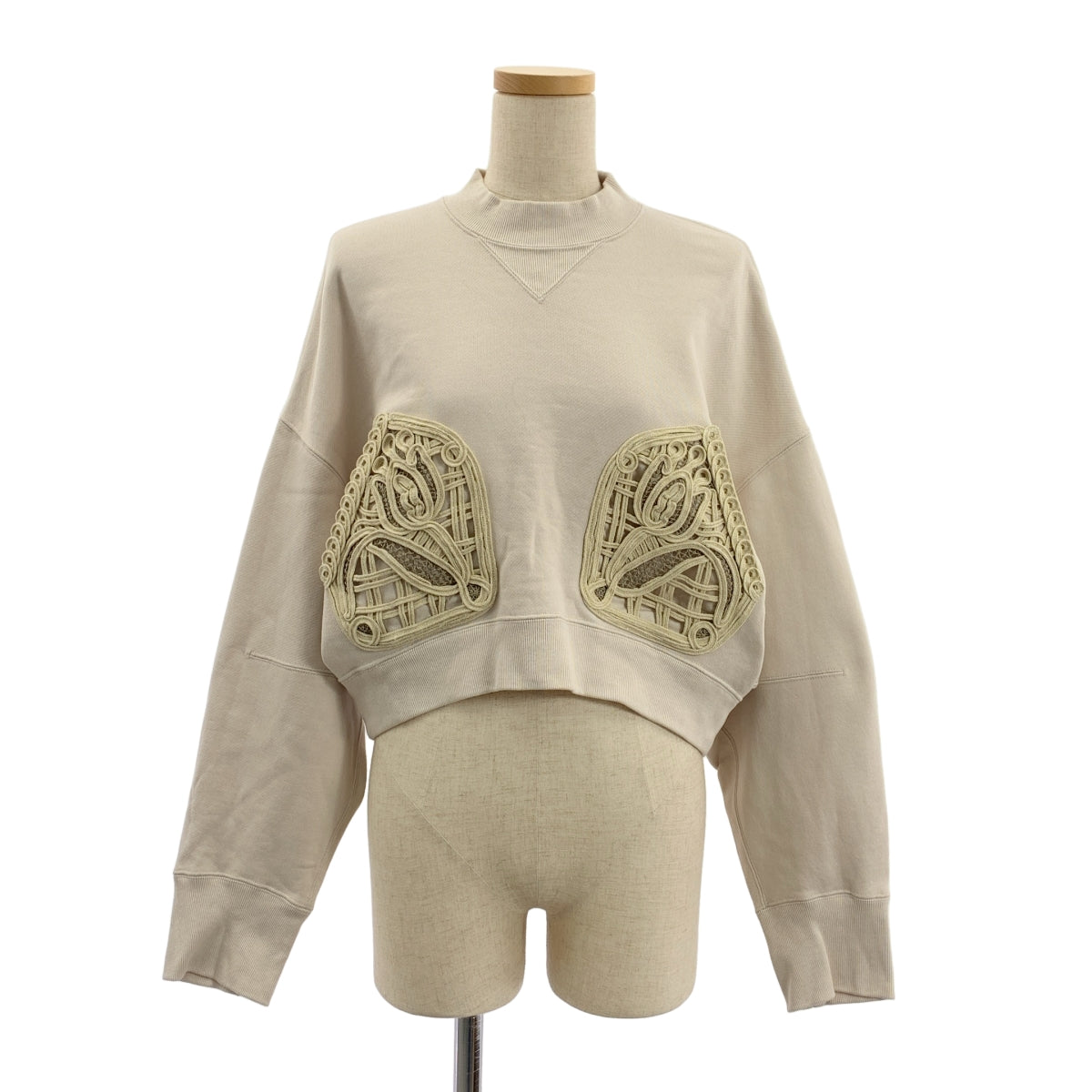 Mame Kurogouchi / 마메쿠로고우치 | 2025SS | Cording Embroidery Cropped Sweatshirt / 엠브로이드리 스웨트 트레이너 | 1 |