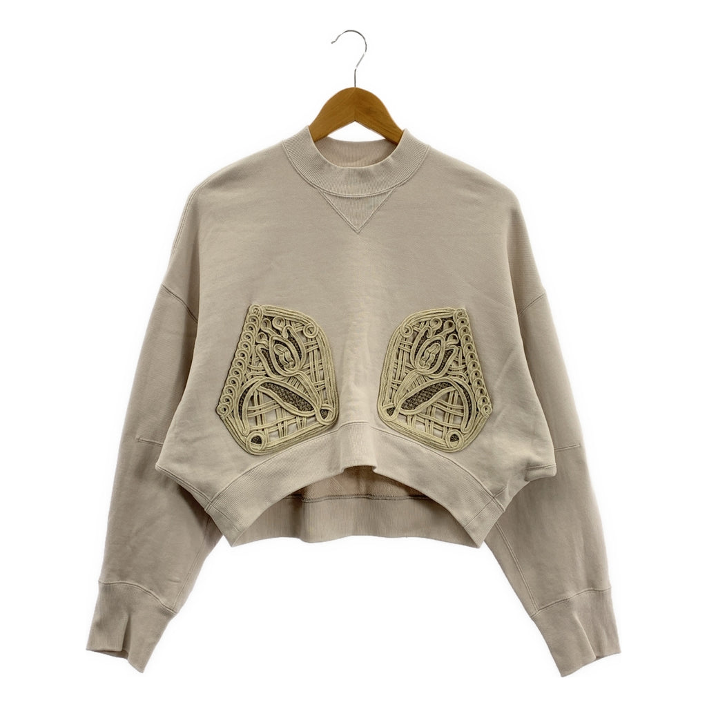 Mame Kurogouchi / 마메쿠로고우치 | 2025SS | Cording Embroidery Cropped Sweatshirt / 엠브로이드리 스웨트 트레이너 | 1 |
