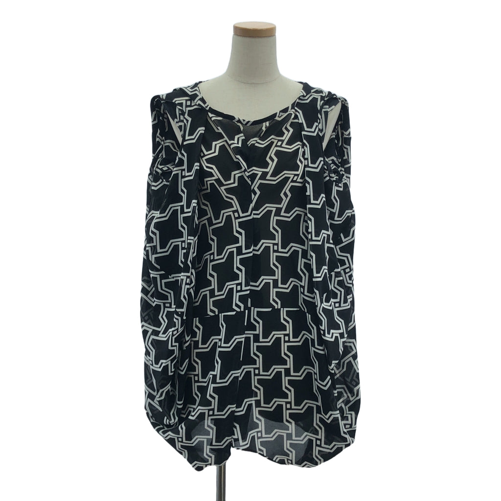 【미품】 JUNYA WATANABE COMME des GARCONS / 준야와타나베 | 2010SS | 폴리에스테르 무늬 기하학 모양 변형 입체 시어 롱 블라우스 | S | 블랙 / 화이트 |