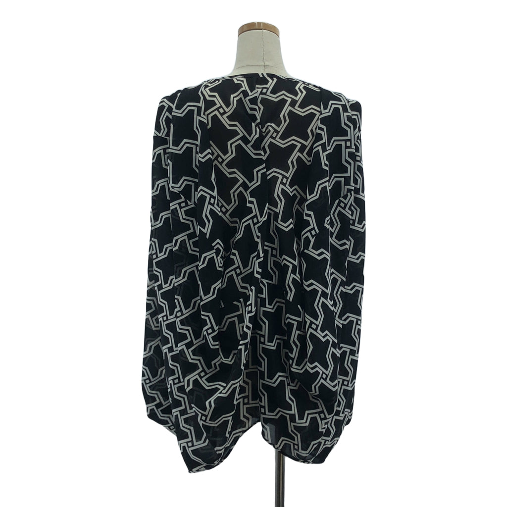 【미품】 JUNYA WATANABE COMME des GARCONS / 준야와타나베 | 2010SS | 폴리에스테르 무늬 기하학 모양 변형 입체 시어 롱 블라우스 | S | 블랙 / 화이트 |