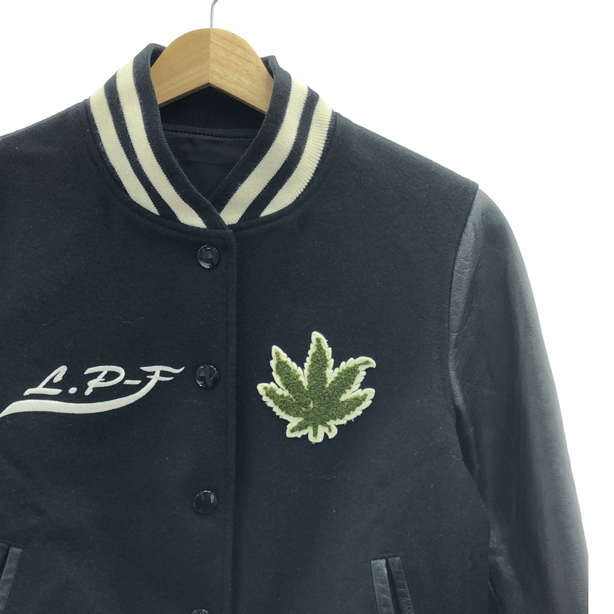 【美品】  lucien pellat-finet / ルシアンペラフィネ | カシミヤ レザー切替 スタジャン ジャケット | S | ブラック | レディース