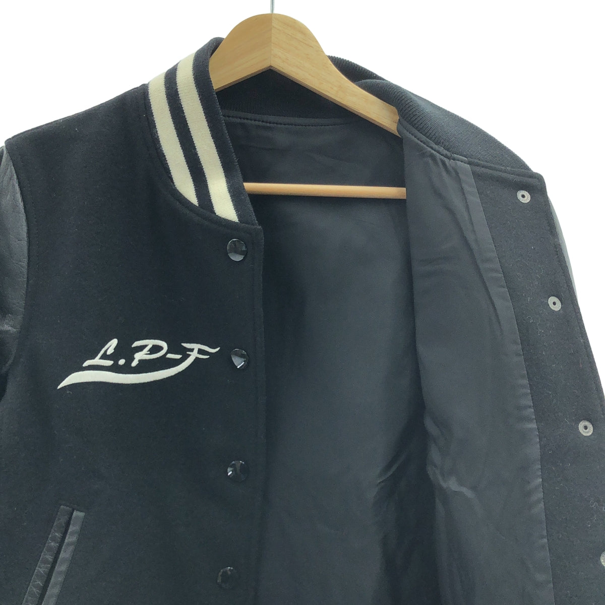 【美品】  lucien pellat-finet / ルシアンペラフィネ | カシミヤ レザー切替 スタジャン ジャケット | S | ブラック | レディース