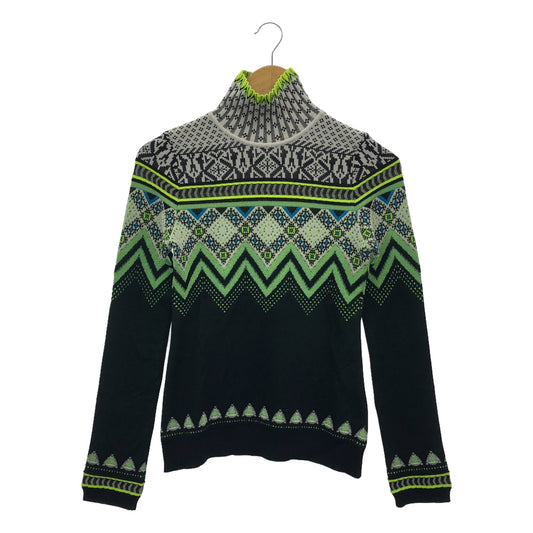 【미품】 Mame Kurogouchi / 마메쿠로고우치 | Fair Isle High Neck Knitted Top 하이넥 니트 | 2 | 블랙 | 여성