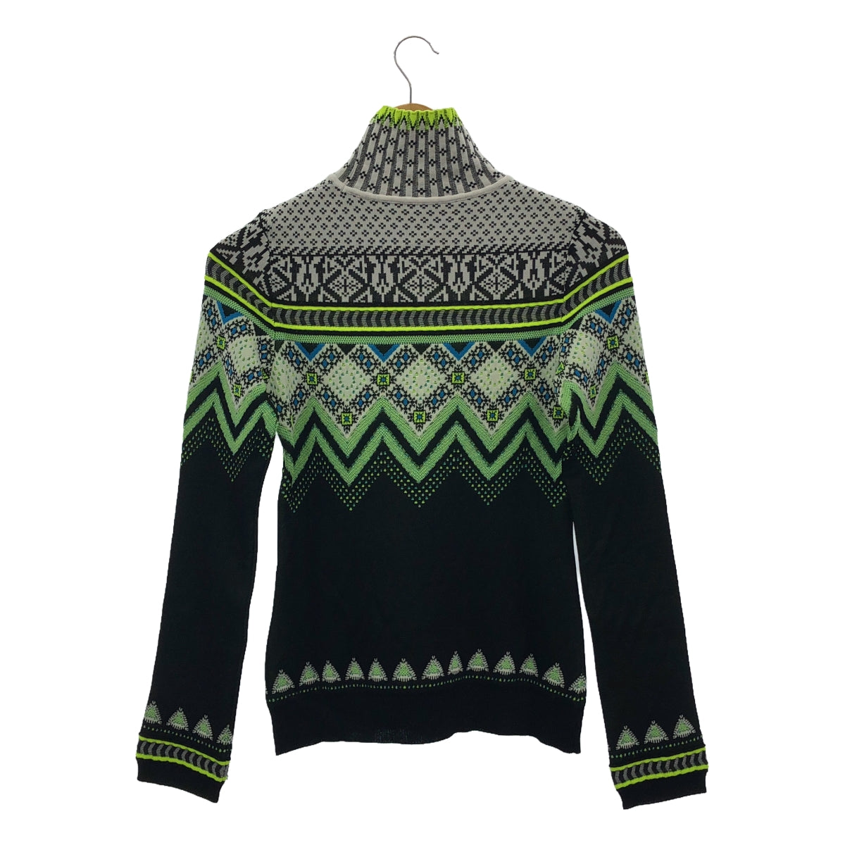 【미품】 Mame Kurogouchi / 마메쿠로고우치 | Fair Isle High Neck Knitted Top 하이넥 니트 | 2 | 블랙 | 여성