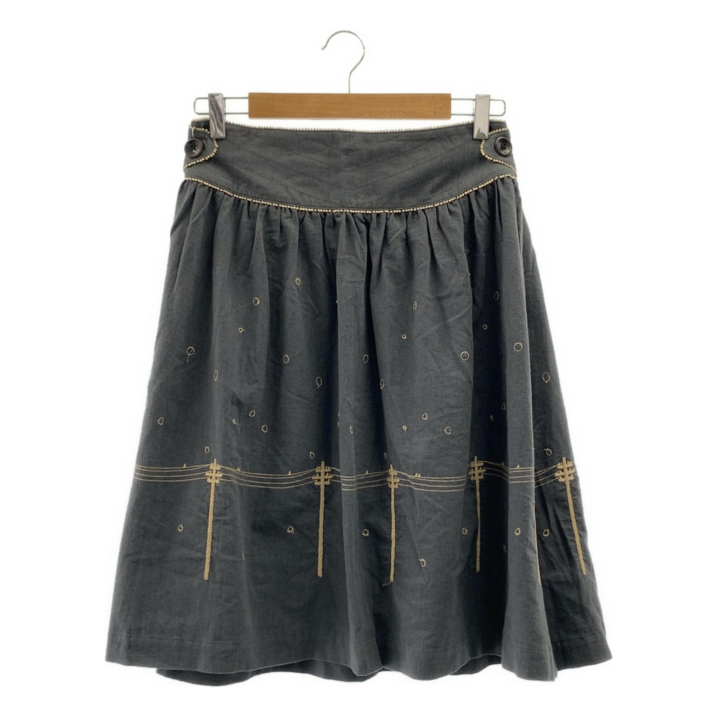 mina perhonen / ミナペルホネン | yuki-no-hi / ユキノヒ エンブロイダリー ギャザー スカート | 36 |