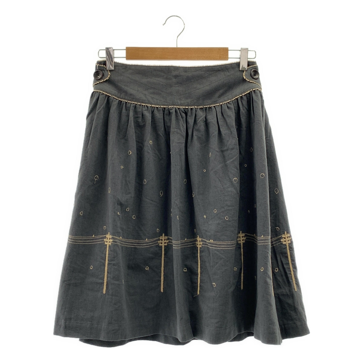 mina perhonen / ミナペルホネン | yuki-no-hi / ユキノヒ エンブロイダリー ギャザー スカート | 36 |