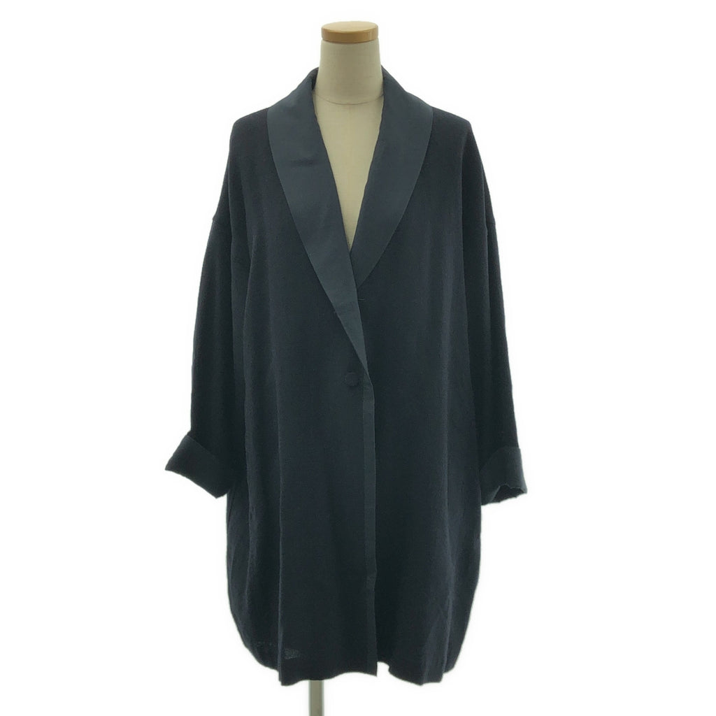 【미품】 HaaT ISSEY MIYAKE / 하트 잇세이 미야케 | 2018AW | 레이온 울 염색 가공 숄 컬러 싱글 코트 | 3 | 다크 네이비 | 여성