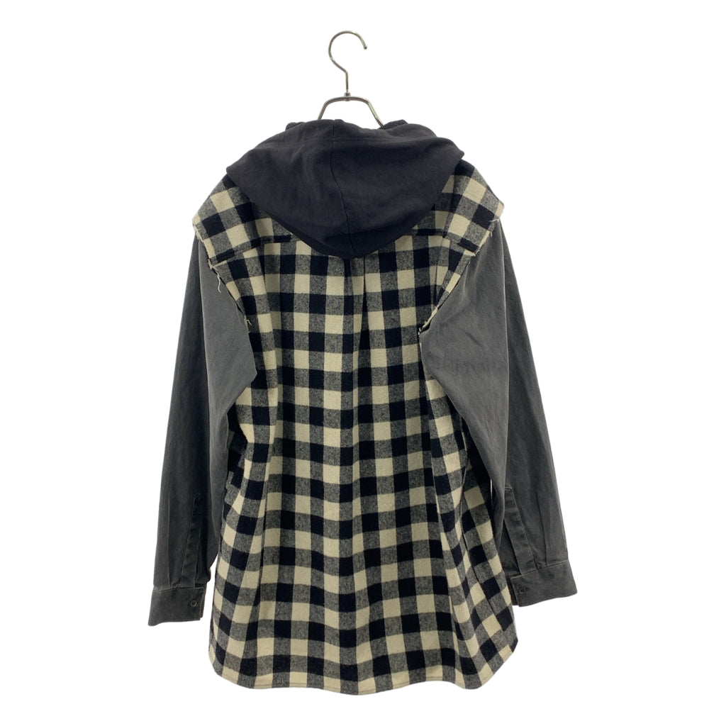 RAF SIMONS / ラフシモンズ | 2004AW | WAVES期 チェックドッキング レイヤード フードシャツ | 46 | メンズ