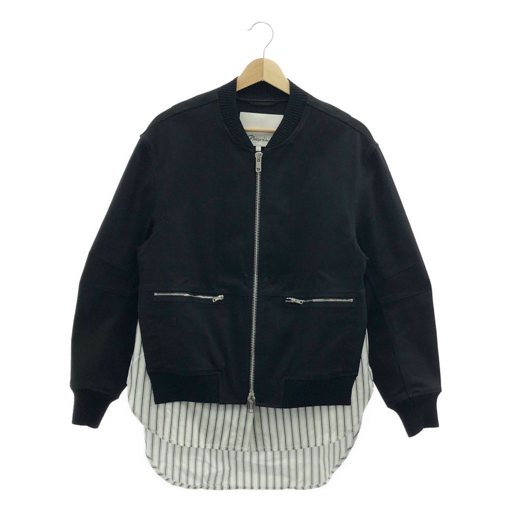 3.1 Phillip Lim / スリーワンフィリップリム | ストライプシャツ ドッキング ブルゾン ジャケット | 0 |