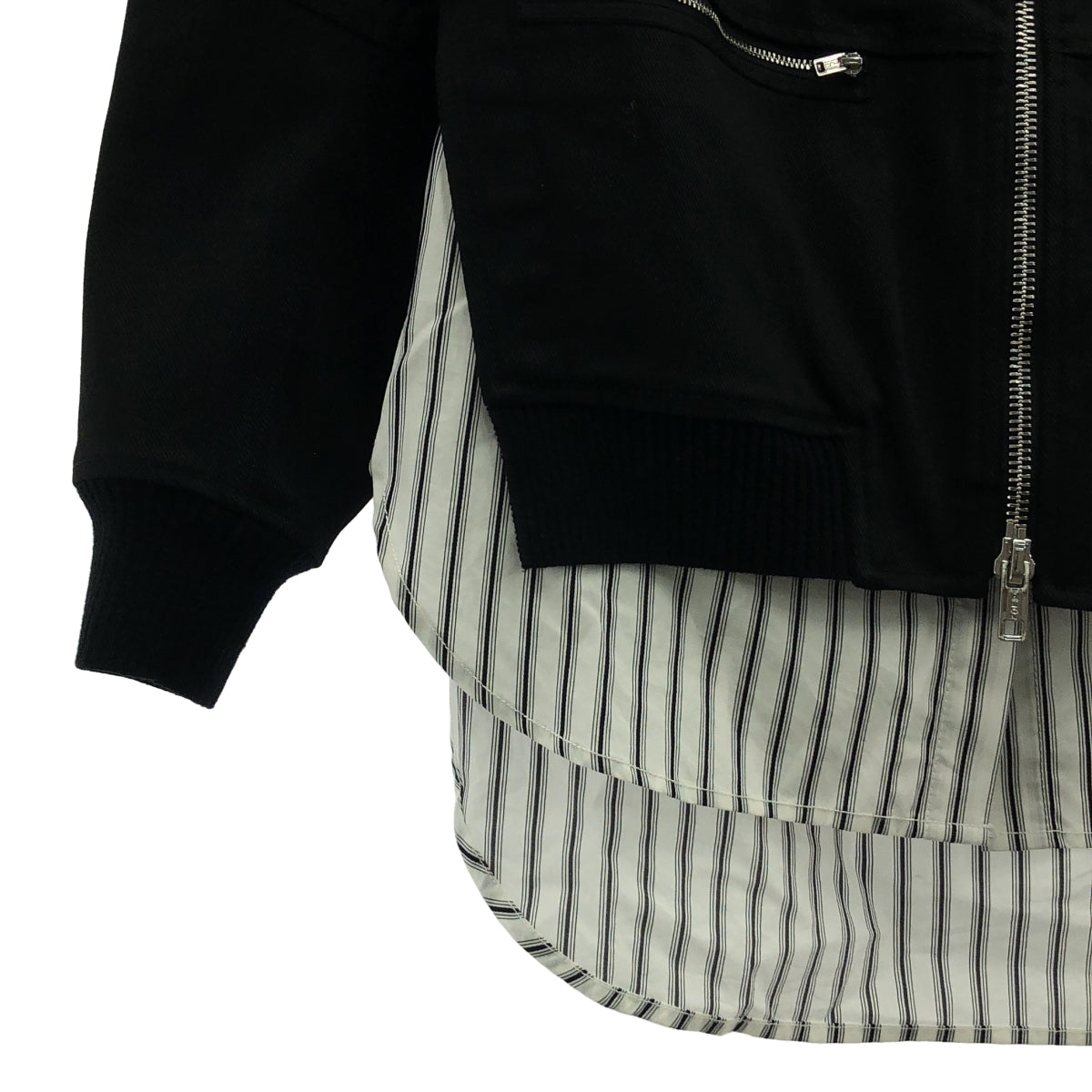 3.1 Phillip Lim / スリーワンフィリップリム | ストライプシャツ ドッキング ブルゾン ジャケット | 0 |
