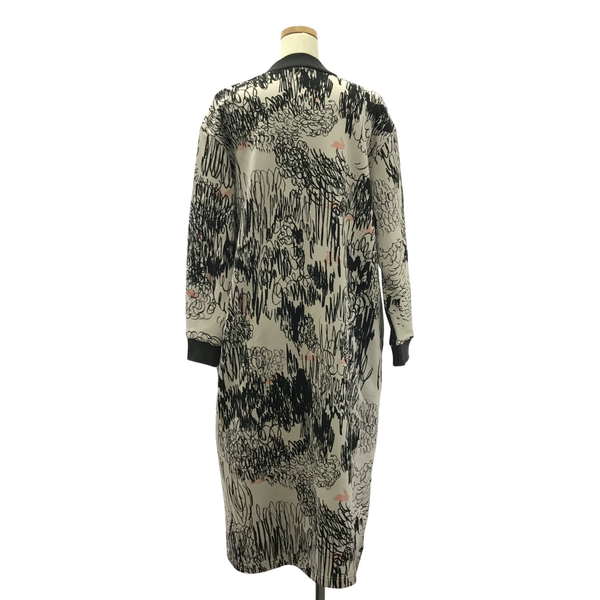 mina perhonen | 2024-25 秋冬 | cache-cache 印花套頭洋裝 | 38 | 灰色/黑色/粉紅色 | 女款