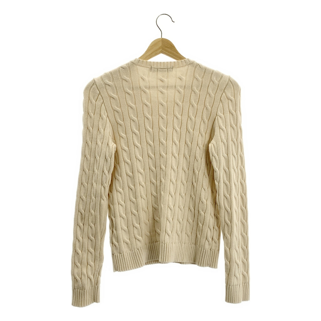 Lauren Ralph Lauren / ローレンラルフローレン | コットン ロゴショルダーボタン ケーブル ニット セーター | M | レディース