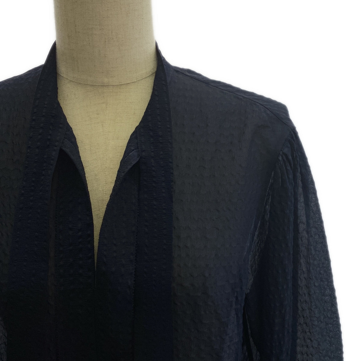 [狀況良好] 抽屜 |絲綢混紡蝴蝶結緞帶襯衫 |尺寸 38 |海軍 |女性的