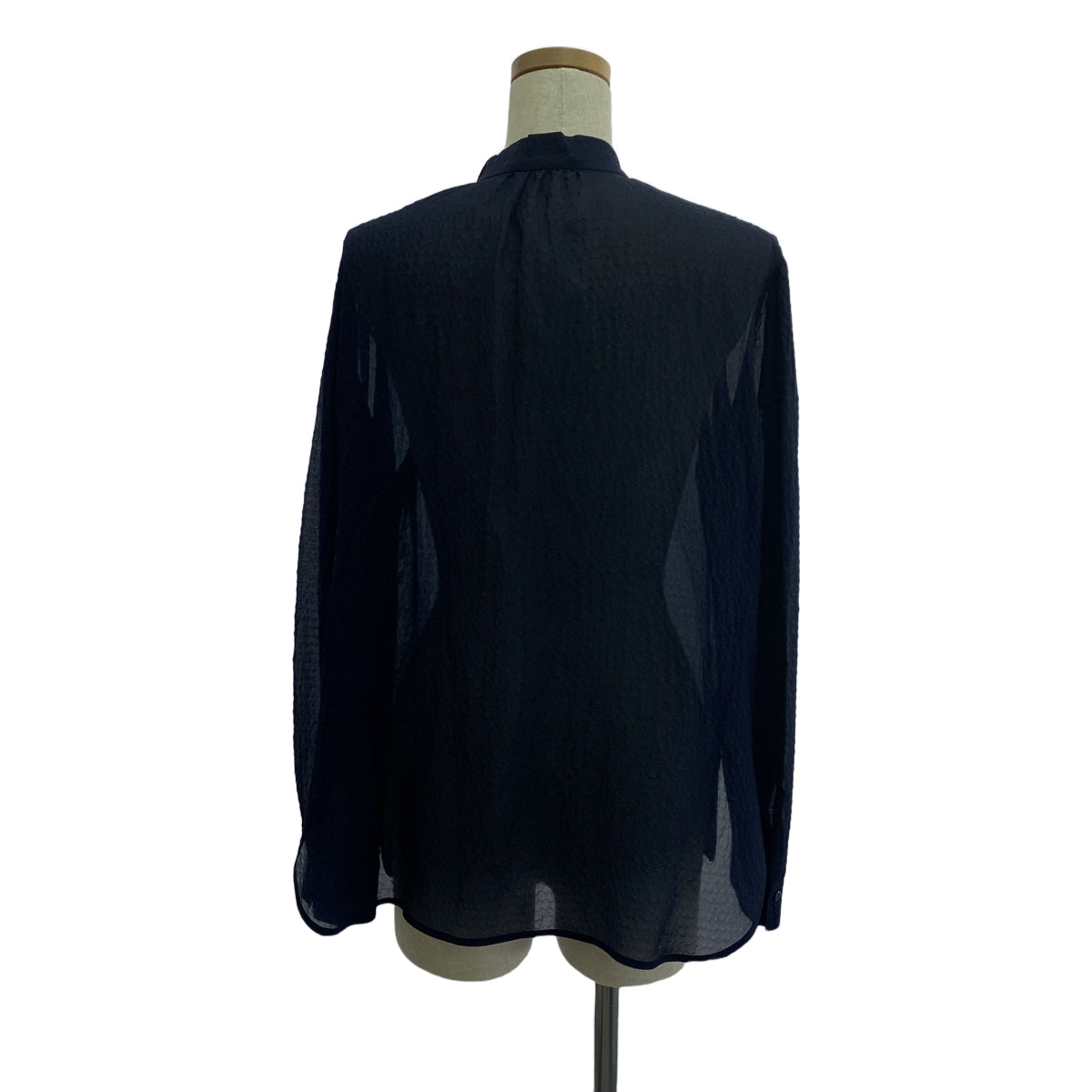 [狀況良好] 抽屜 |絲綢混紡蝴蝶結緞帶襯衫 |尺寸 38 |海軍 |女性的