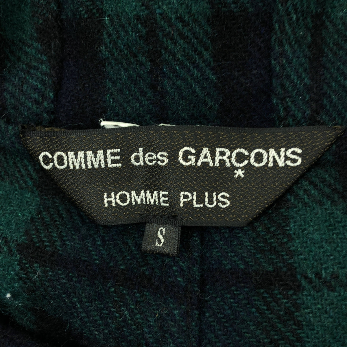 COMME des GARCONS HOMME PLUS | 2008秋冬 |羊毛縮水格紋粗呢大衣連帽衫 | S |綠色/海軍藍/黑色 |男士