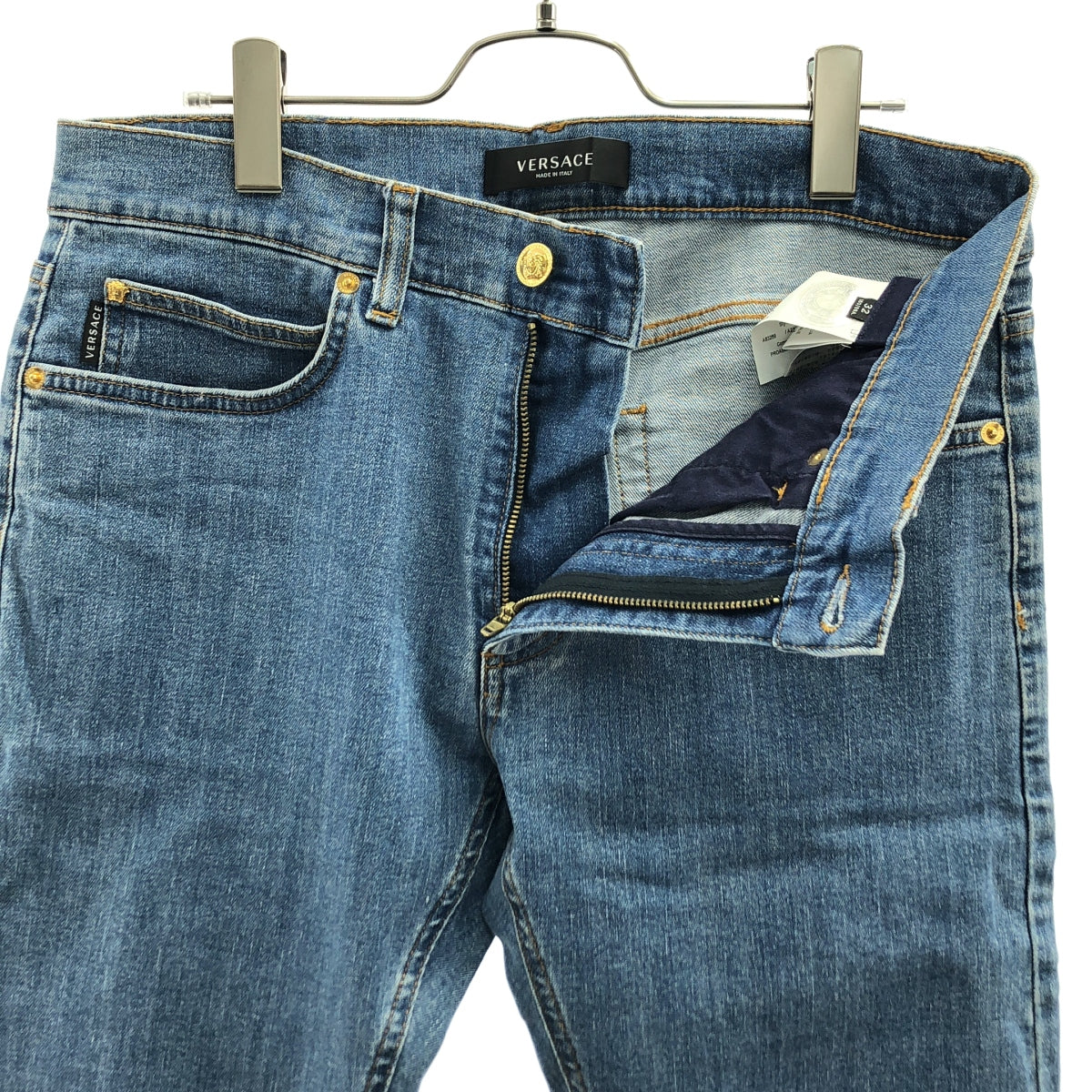 VERSACE / 베르사치 | 메두사 버튼 스트레치 데님 팬츠 | 32 | 남성