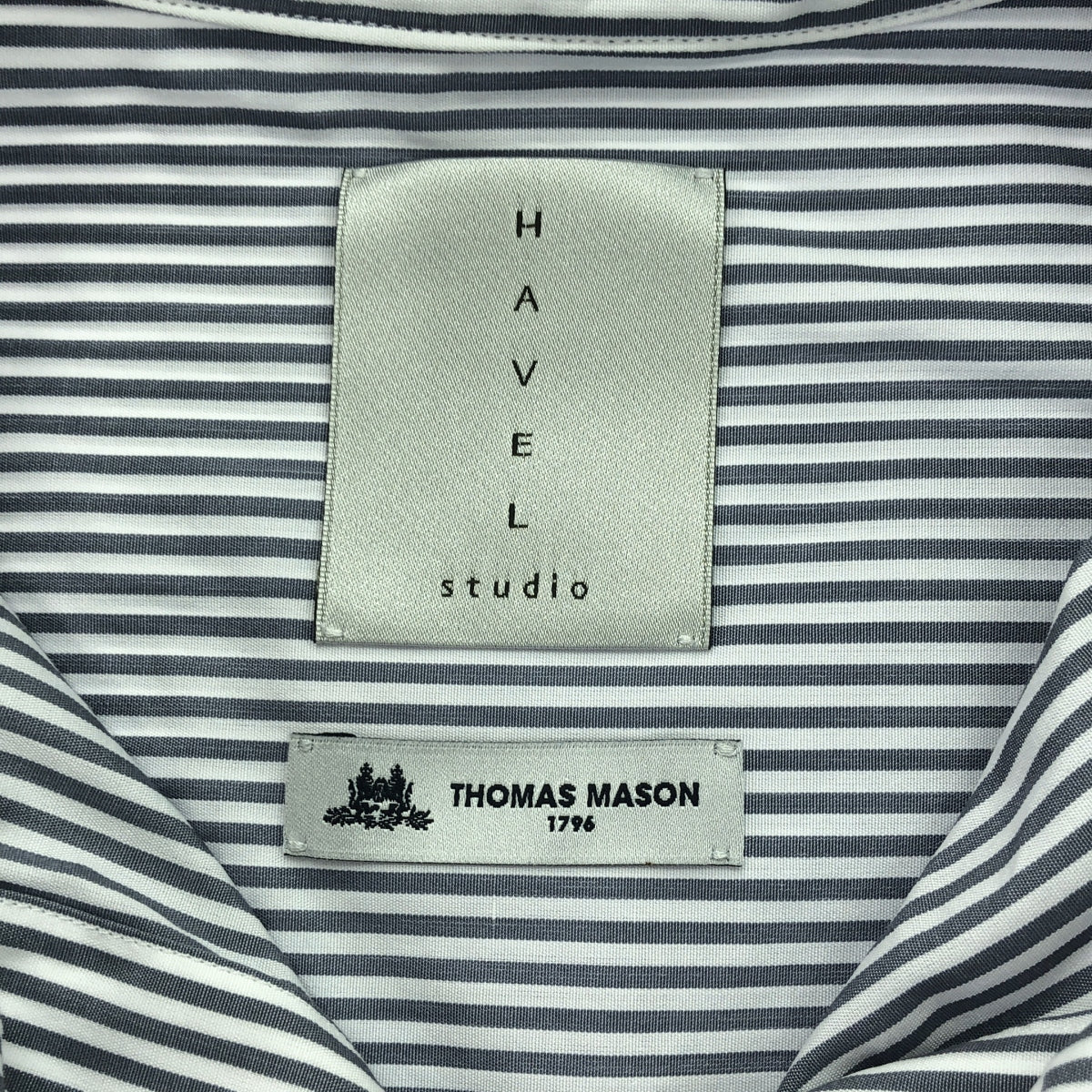 [Good Condition] HAVEL studio / Harvel Studio | Cotton Striped Long Shirt | 38 | Gray | Men's