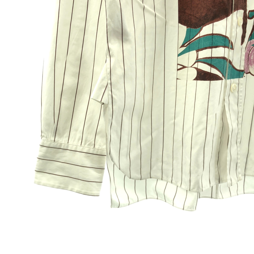 MARNI / マルニ | コットン フロントプリント ストライプ シャツ | 40 | ホワイト/ブラウン | レディース