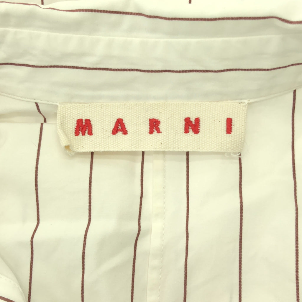 MARNI / マルニ | コットン フロントプリント ストライプ シャツ | 40 | ホワイト/ブラウン | レディース