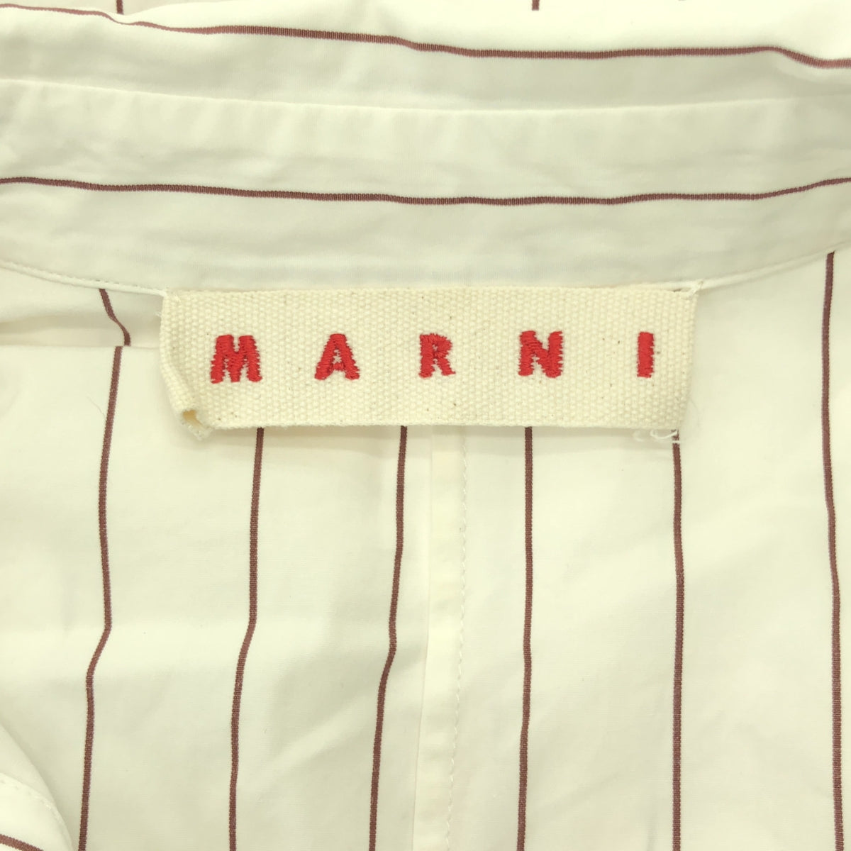 MARNI / マルニ | コットン フロントプリント ストライプ シャツ | 40 | ホワイト/ブラウン | レディース