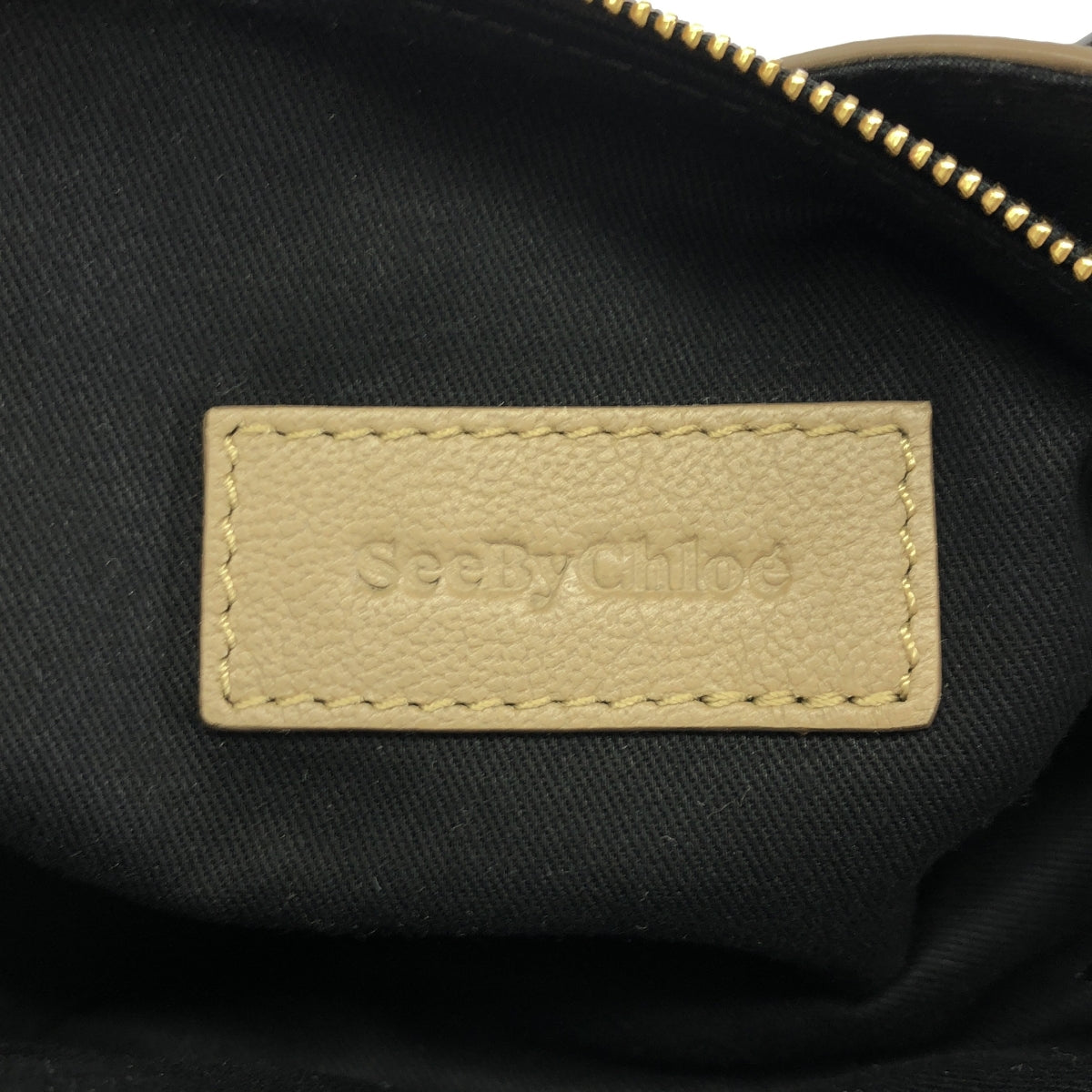 SEE BY CHLOE / シーバイクロエ | GAIA バイカラー 2WAY レザー ハンドバッグ | ベージュ / グレージュ / ゴールド | レディース