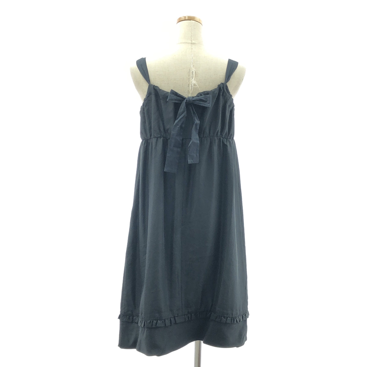 MARGARET HOWELL / 마가렛 하웰 | 실크 개더 리본 원피스 | Ⅱ | 블랙 | 여성