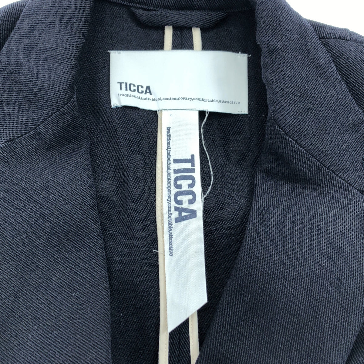 TICCA / ティッカ | ウール リネン ダブル テーラードジャケット | 2 | ネイビー | レディース