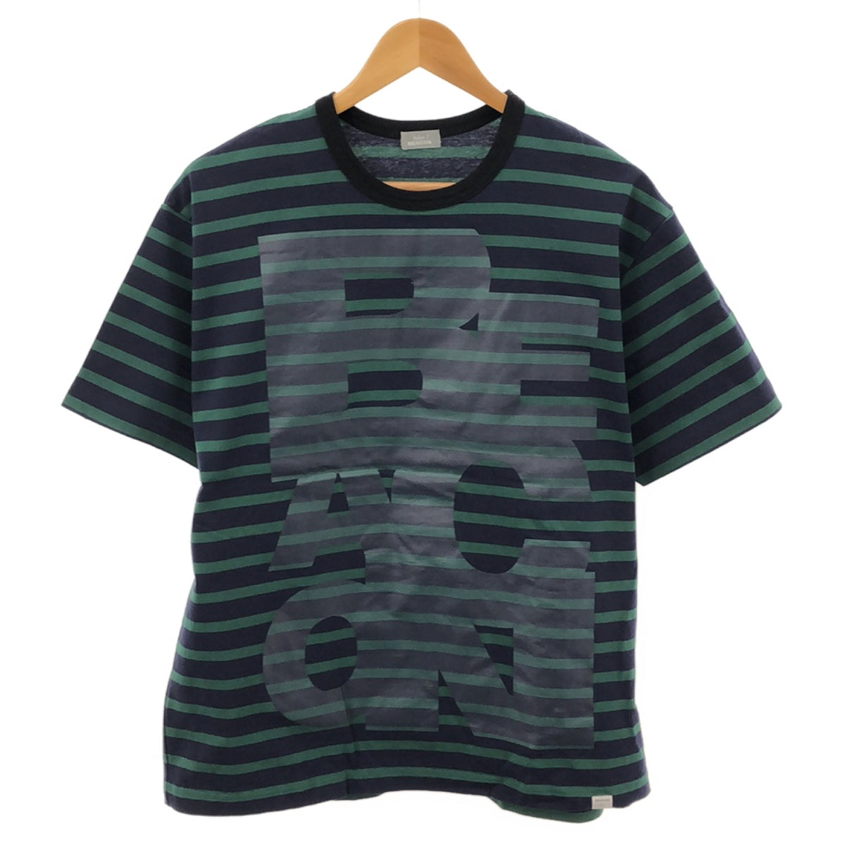 [狀況良好] kolor BEACON / 彩色信標 | 2020春夏 | BORDER ON BORDER Border on Border 標誌印花超大 T 卹 | 1 |海軍藍/綠色|男士