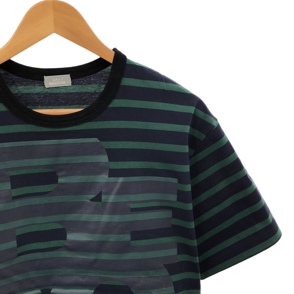 [狀況良好] kolor BEACON / 彩色信標 | 2020春夏 | BORDER ON BORDER Border on Border 標誌印花超大 T 卹 | 1 |海軍藍/綠色|男士