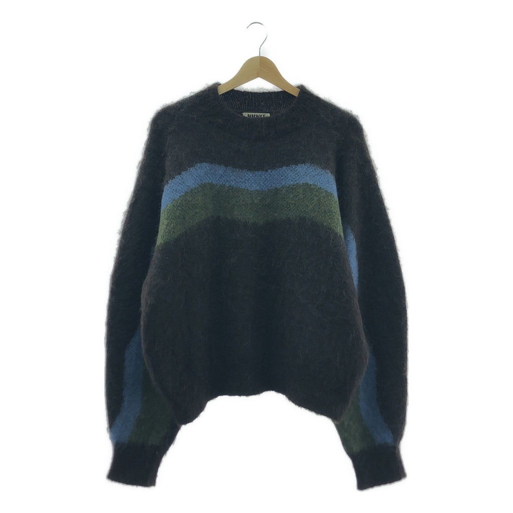 NKNIT / ンニット | 2022AW | wave pattern mohair KNIT / モヘヤ ウール ニット セーター | ダークブラウン | レディース