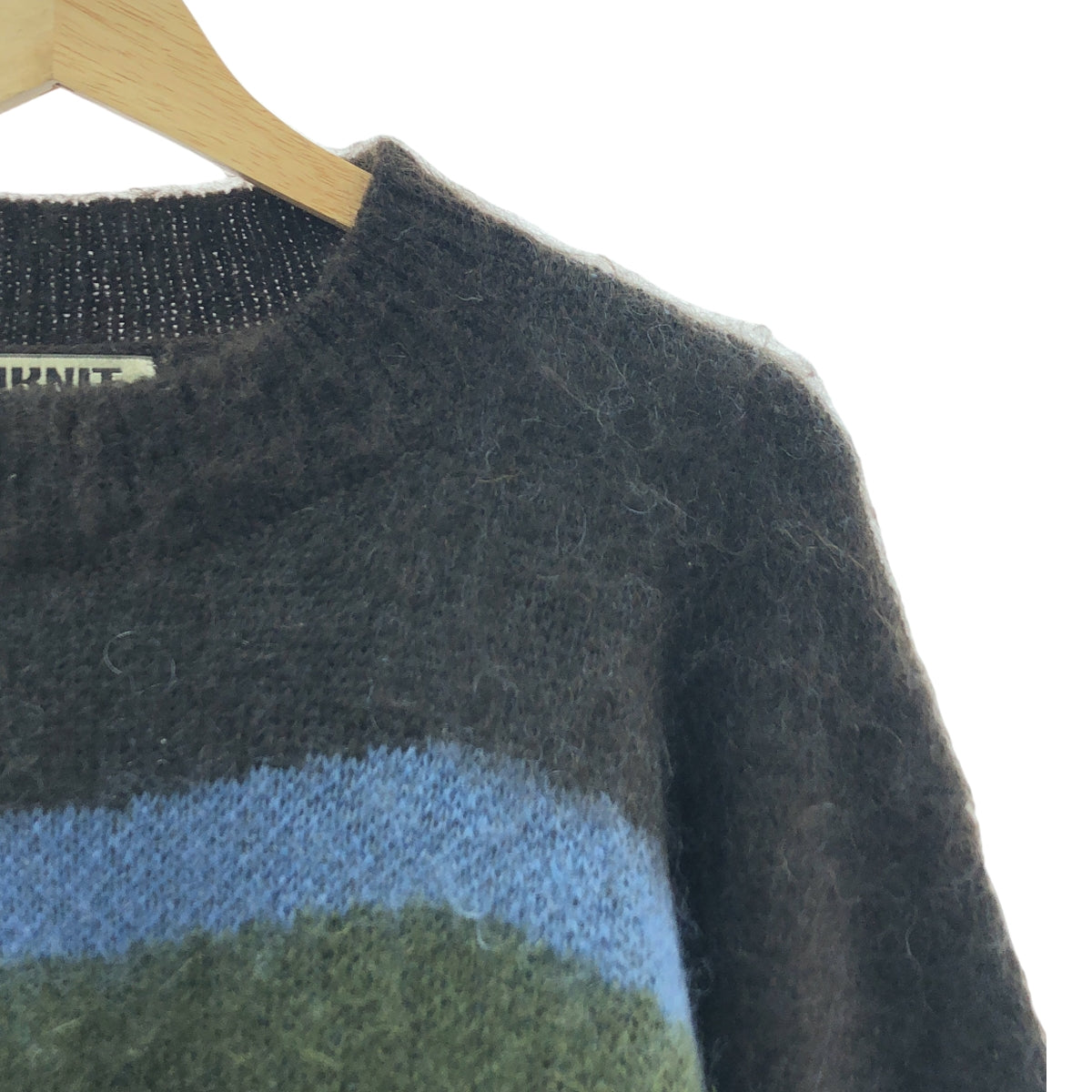 NKNIT / ンニット | 2022AW | wave pattern mohair KNIT / モヘヤ ウール ニット セーター | ダークブラウン | レディース
