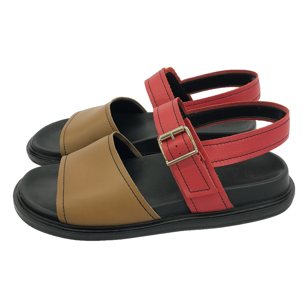 MARNI | Leather ankle strap sandals | 41 | Beige/Black/Red | Men's