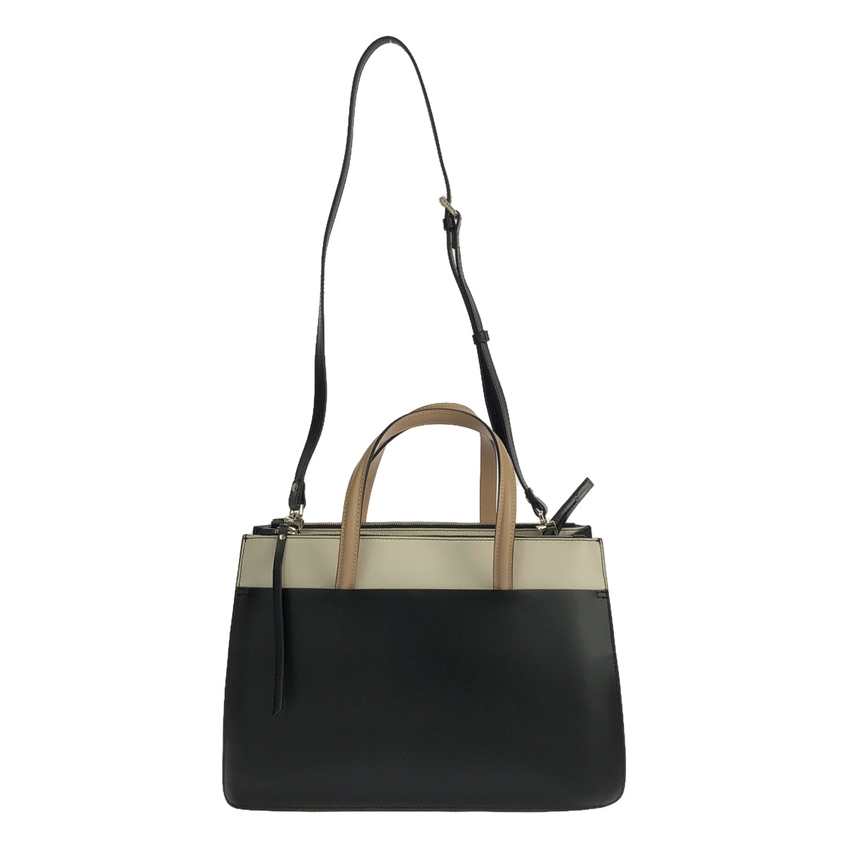 [Good Condition] GIANNI CHIARINI | EMPIRE 2-Way Leather Tri-Color Shoulder Tote Bag | Black / White / Beige | Women's